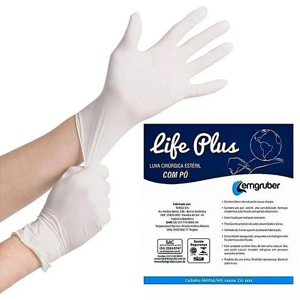 Luva Cirurgica Esteril Com Po N.7,0 Life Plus 1un Lemgruber [F083]