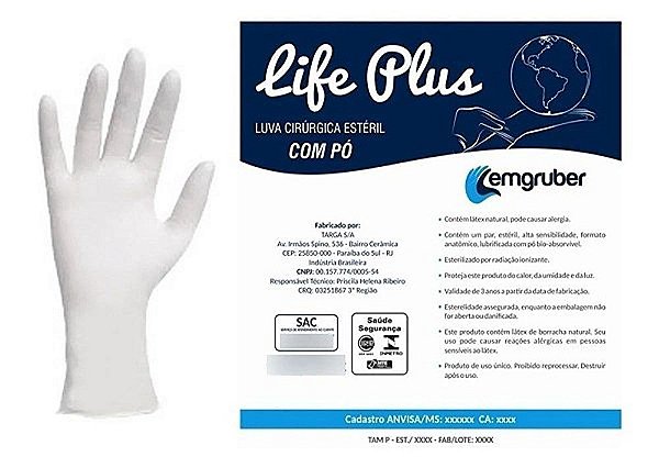 Luva Cirurgica Esteril Com Po N.8,0 Life Plus 1un Lemgruber [F083]