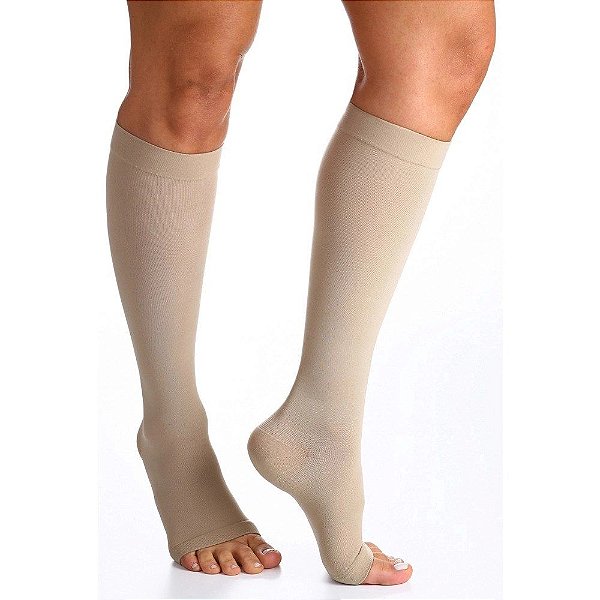 Meia De Compressao Panturrilha 3/4 Sigvaris 20-30 - 862 Premium Pe Aberto Natural G2 [F083]