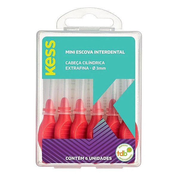 Mini Escova Interdental Cilíndrica Extrafina 3 Mm Com 6 Kess 2005 [F083]