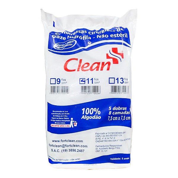 Compressa Gaze 11 Fios Pacote 200g Clean [F083]