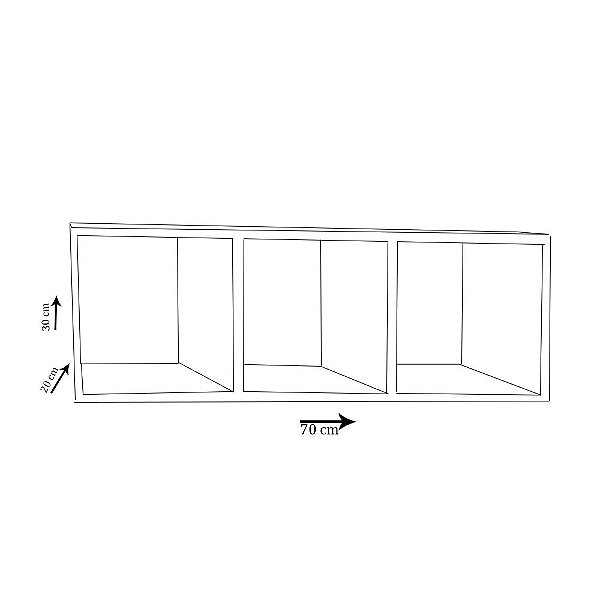Nicho Triplo 70x30x20 Natural Em Mdf [F083]