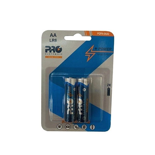 Pilha Alcalina Aa Cartela Com 02 Unidades - Pqpa-0aa2 Proeletronic [F083]