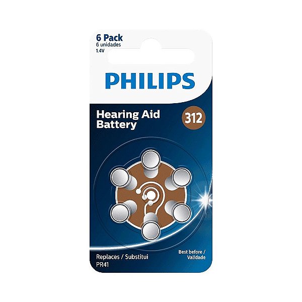 Pilha Auditiva 312 C/ 6 Philips Za312b6a/59 [F083]