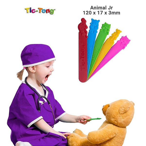 Abaixador De Lingua Plastico Com Sabor Animal Jr Tic-tong Pct 40un [F083]