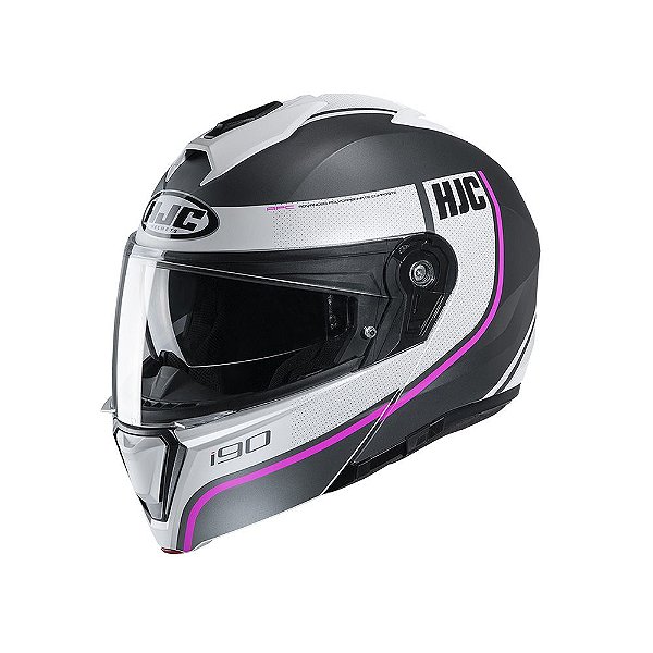Capacete Hjc I90 Davan Preto Branco E Rosa 56 [F016]