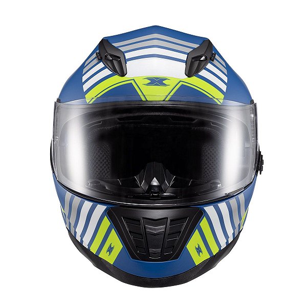Capacete Texx Fechado Wing Grid Azul Verd Branc 56 [F016]