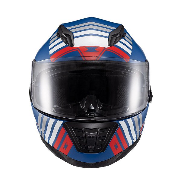 Capacete Texx Fechado Wing Grid Azul Verm Branc 56 [F016]
