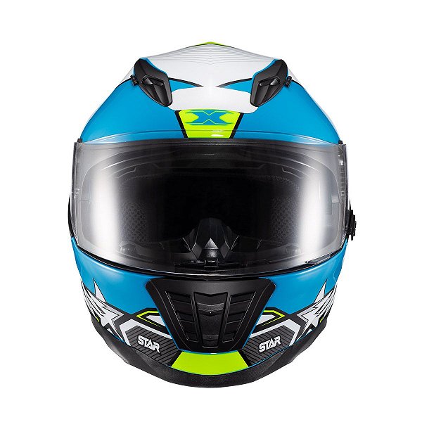 Capacete Texx Fechado Wing Superstar Azul Verd Branc 56 [F016]