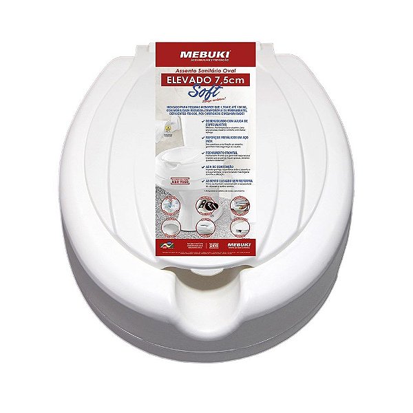 Elevaçao Assento Sanitario Oval 7,5cm Soft Branco Mebuki [F083]