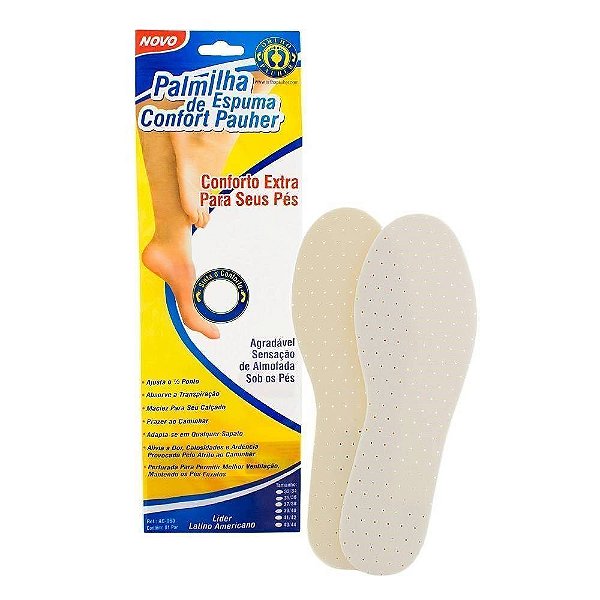 Palmilha De Espuma Confortpauher Branca 33/34 Ortho Pahuer Ac060 [F083]