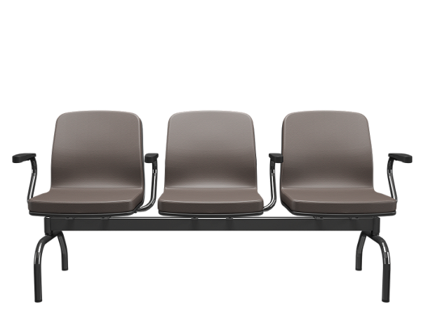 Longarina Soer 3 lugares Café Estrutura Metal