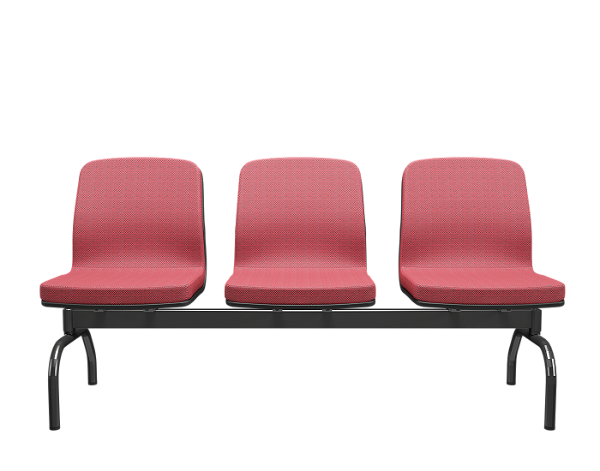 Longarina Soer 3 lugares Vermelho/Preto Metal