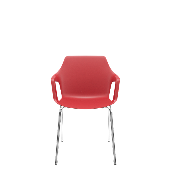 Cadeira Vesper Fixa 4 Pés Cromado Vermelho