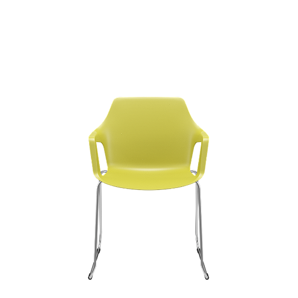 Cadeira Vesper Fixa Cromado Trapezoidal Mostarda