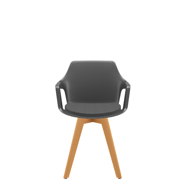 Cadeira Vesper Vinil Base em Madeira Preto