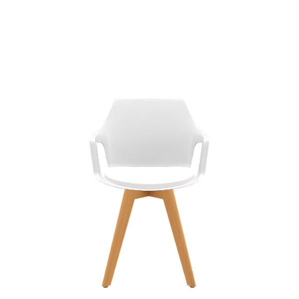 Cadeira Vesper Vinil Base em Madeira Branco