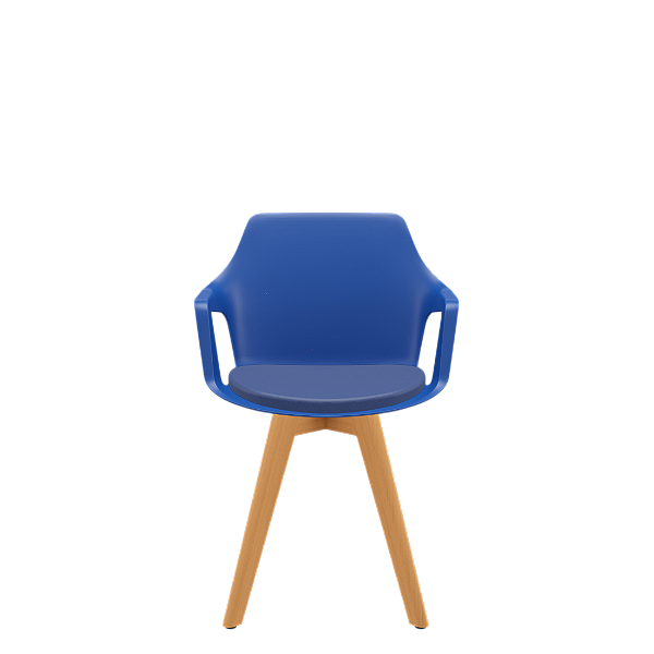 Cadeira Vesper Vinil Base em Madeira Azul