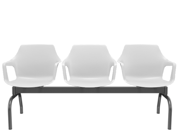 Longarina Vesper 3 Lugares Branco estrutura metal