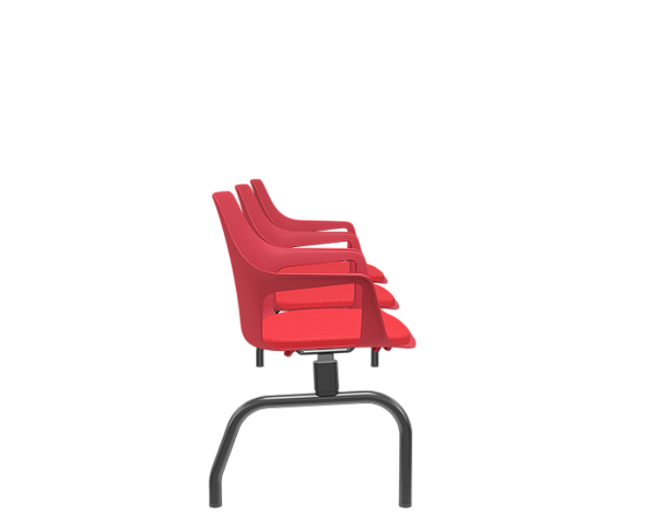 Longarina Vesper 3 Lugares Poliéster Vermelho