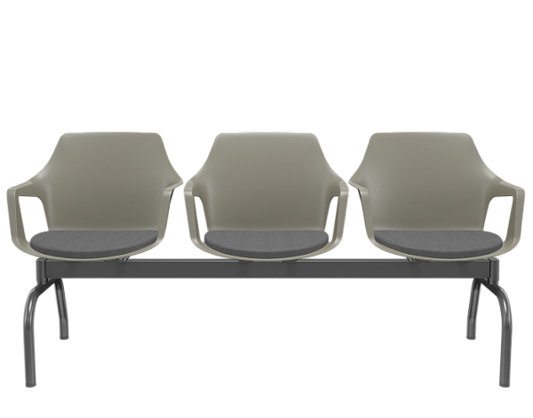 Longarina Vesper 3 Lugares Poliéster Basalto