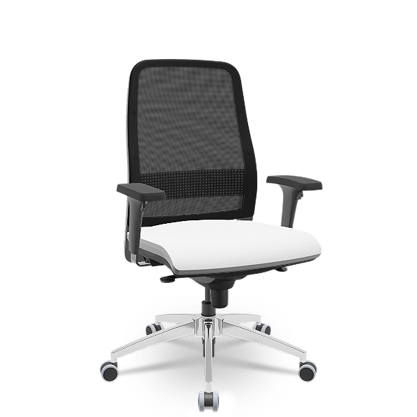Cadeira Titan Cromada Encosto em Tela Branco