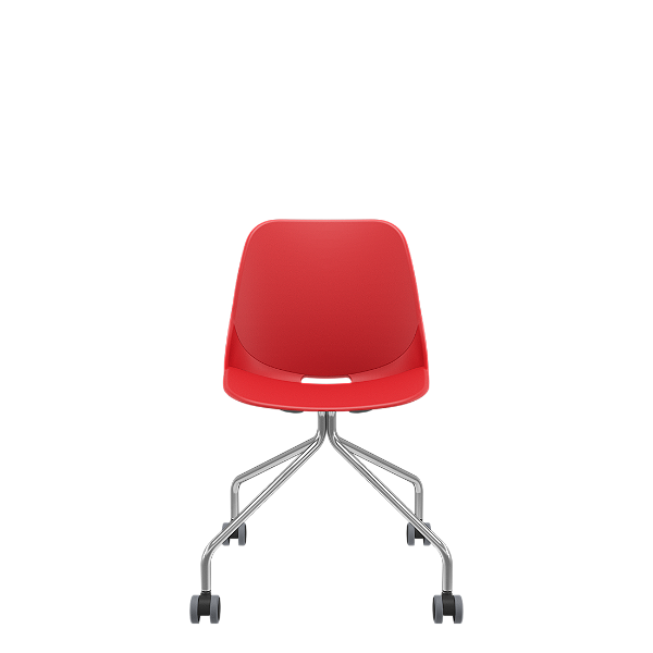 Cadeira Quick 4 Pés c/Rodízio Cromado Vermelho