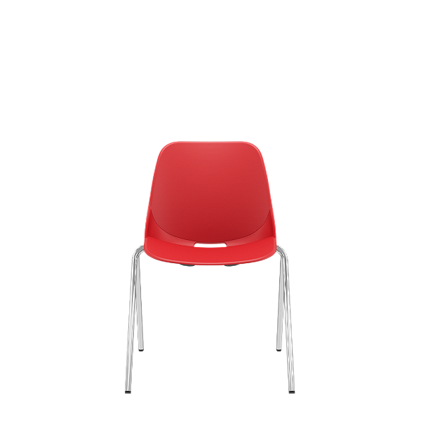 Cadeira Quick Fixa "V" Vermelho Base Metal Cromada