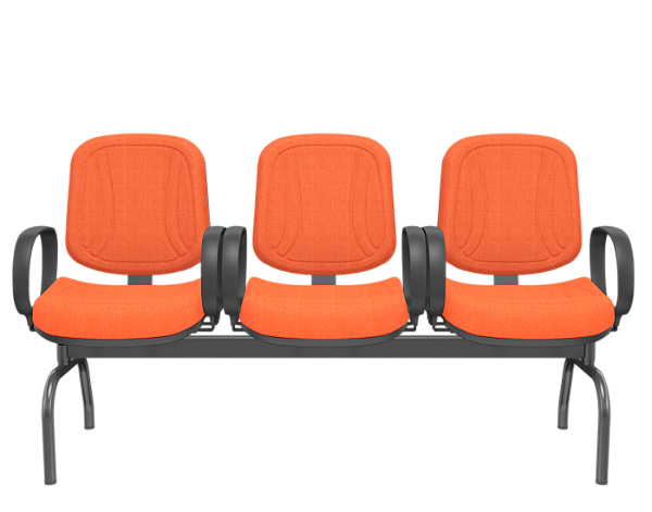 Longarina Premium Diretor Poliéster Laranja 3 lugares