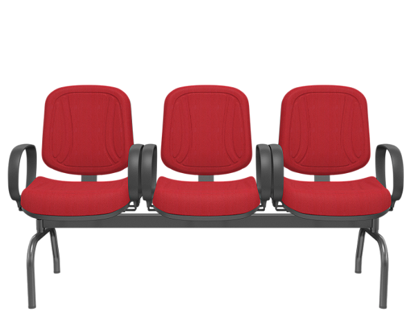 Longarina Premium Diretor Poliéster Vermelho 3 lugares