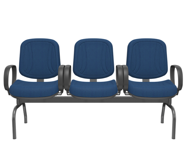 Longarina Premium Diretor Poliéster Azul 3 lugares