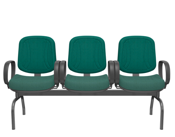 Longarina Premium Diretor Poliéster Verde 3 lugares