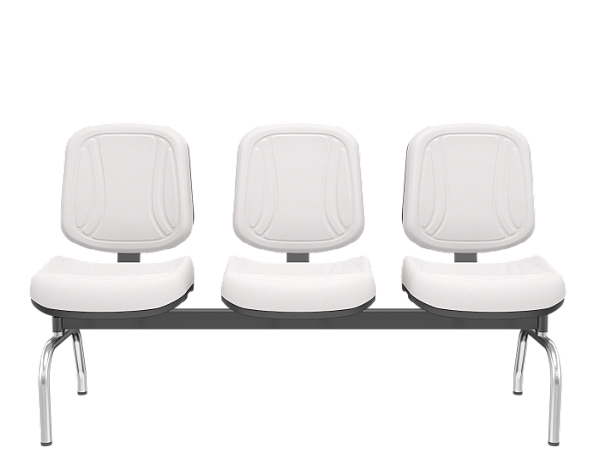 Longarina Premium Diretor Cromado Branco 3 lugares