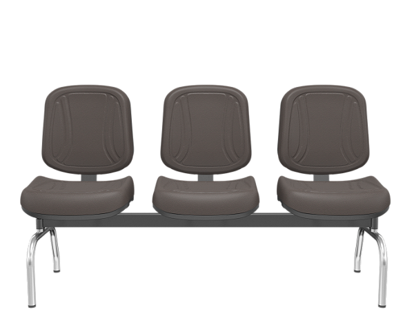 Longarina Premium Diretor Cromado Café 3 lugares