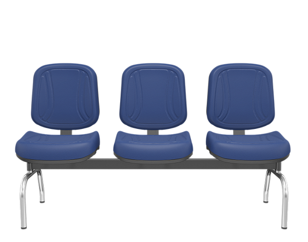 Longarina Premium Diretor Cromado Azul 3 lugares