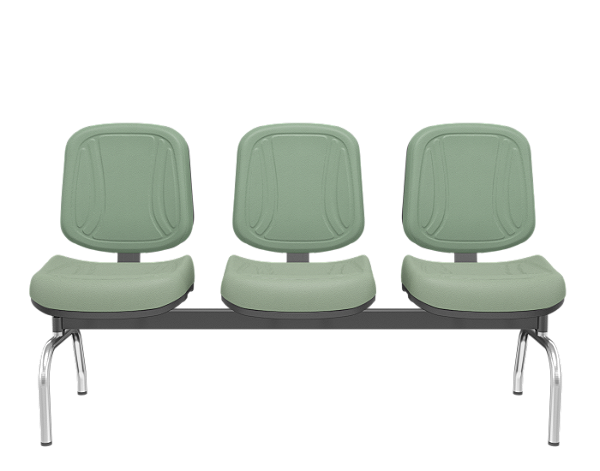 Longarina Premium Diretor Cromado Verde Oliva 3 lugares