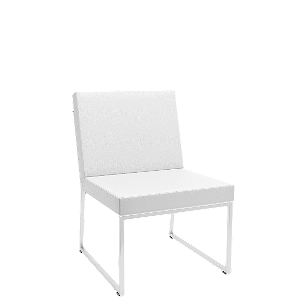 Sofá Speed Base Cromada Vinil Branco