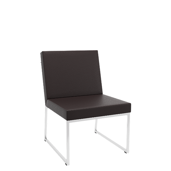 Sofá Speed Base Cromada Vinil Café