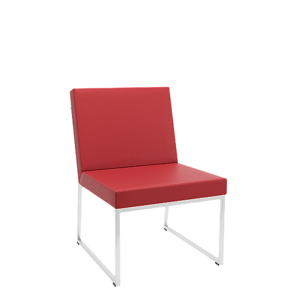 Sofá Speed Base Cromada Vinil Vermelho