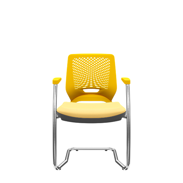 Cadeira Beezi Aproximação S Vinil Amarelo