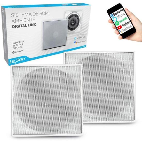 Kit Arandela 6" Leson 2LSQUADBR 70W RMS Quadrada Branca - PAR / 2 [F002]