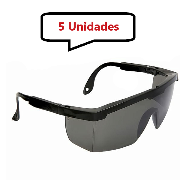 Kit 5 óculos Fume Proteção Segurança Epi Envio Rápido 24hrs - UN / 5 [F103]