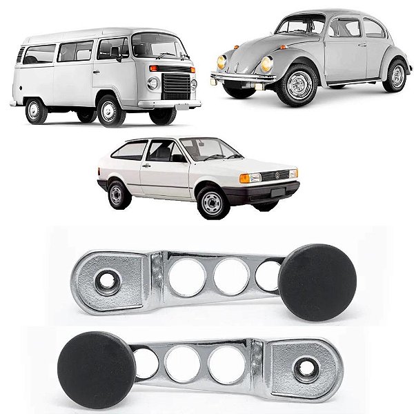 2 Manivelas Vidro Cromadas Sport  Fusca Brasília Gol Kombi - UN / 2 [F103]