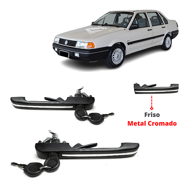 Par Maçaneta Externa Santana Friso Cromado Metal 1992 1998 - UN / 2 [F103]