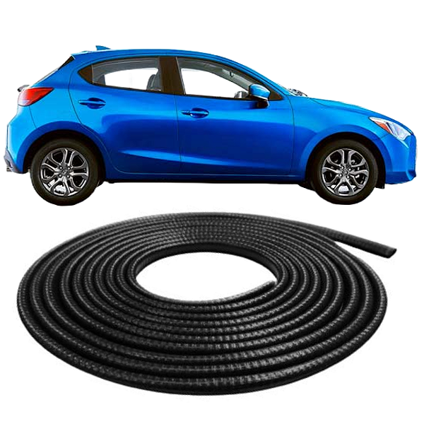 Borracha Protetora Borda Portas Carro Universal 10 M Preta [F103]