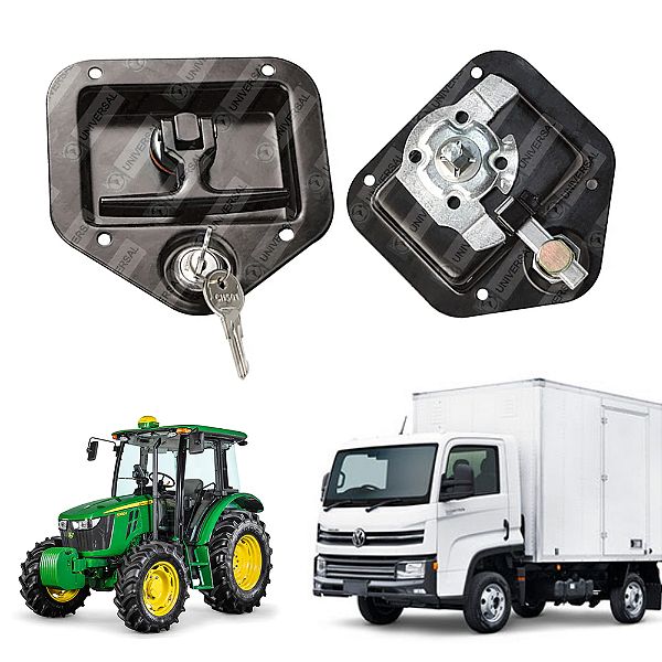 Kit 2 Maçanetas Puxador Externo Agrícola Baú Uso Geral Preta [F103]