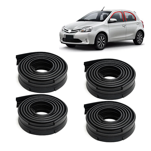 Kit 4 Borracha Vidro Canaleta Porta Dianteira Etios Após 13 - UN / 4 [F103]