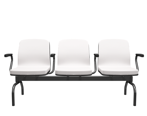 Longarina Soer 5 lugares Branco Estrutura Metal
