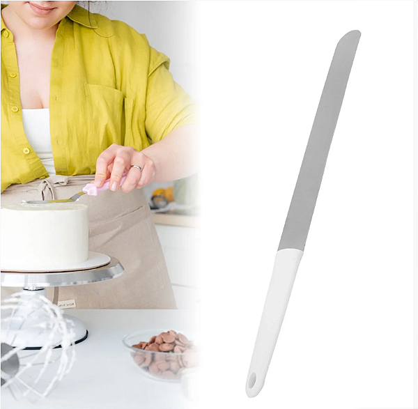 Espatula De Confeiteiro Bolos Decoração Confeitaria Inox Cabo 40cm [F102]