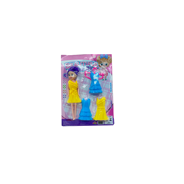 Boneca Na Moda 2 - Com Vestidos Azul E Amarelo (24 Unidades) [F130]